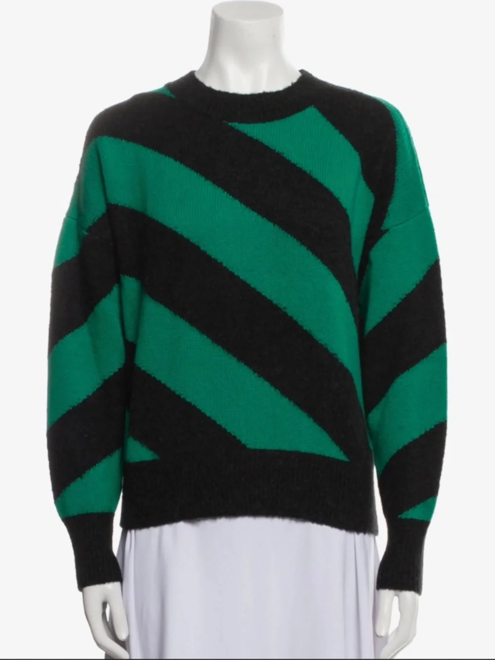 CLARE V Drop Shoulder Green & Black Sweater Size Large New without tags - Picture 6 of 6